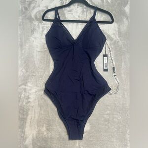 TA3 Mesh One Piece Swimsuit Midnight Navy Blue Women’s Large XLong